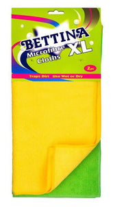 2PK ASSORTED BETTINA MICROFIBRE CLEANING CLOTHS XL